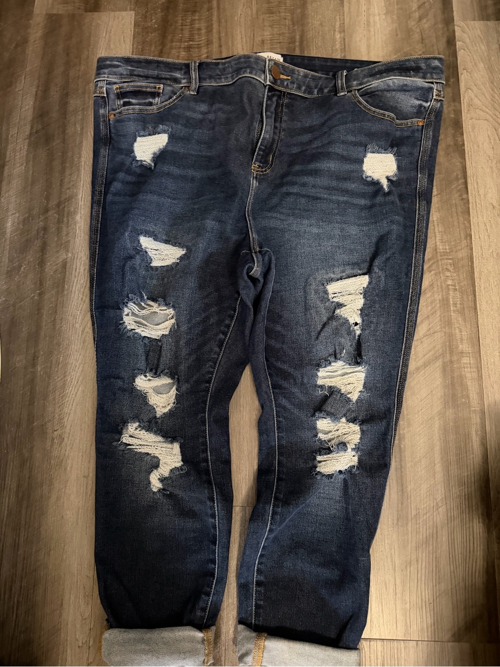 Lane Bryant Dark Blue Distressed Boyfriend Jeans